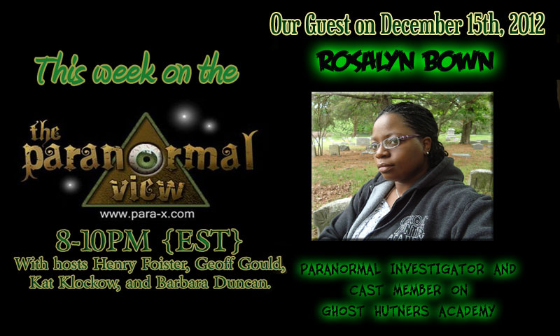 Roslyn Bown; Paranormal View 10 December 2012