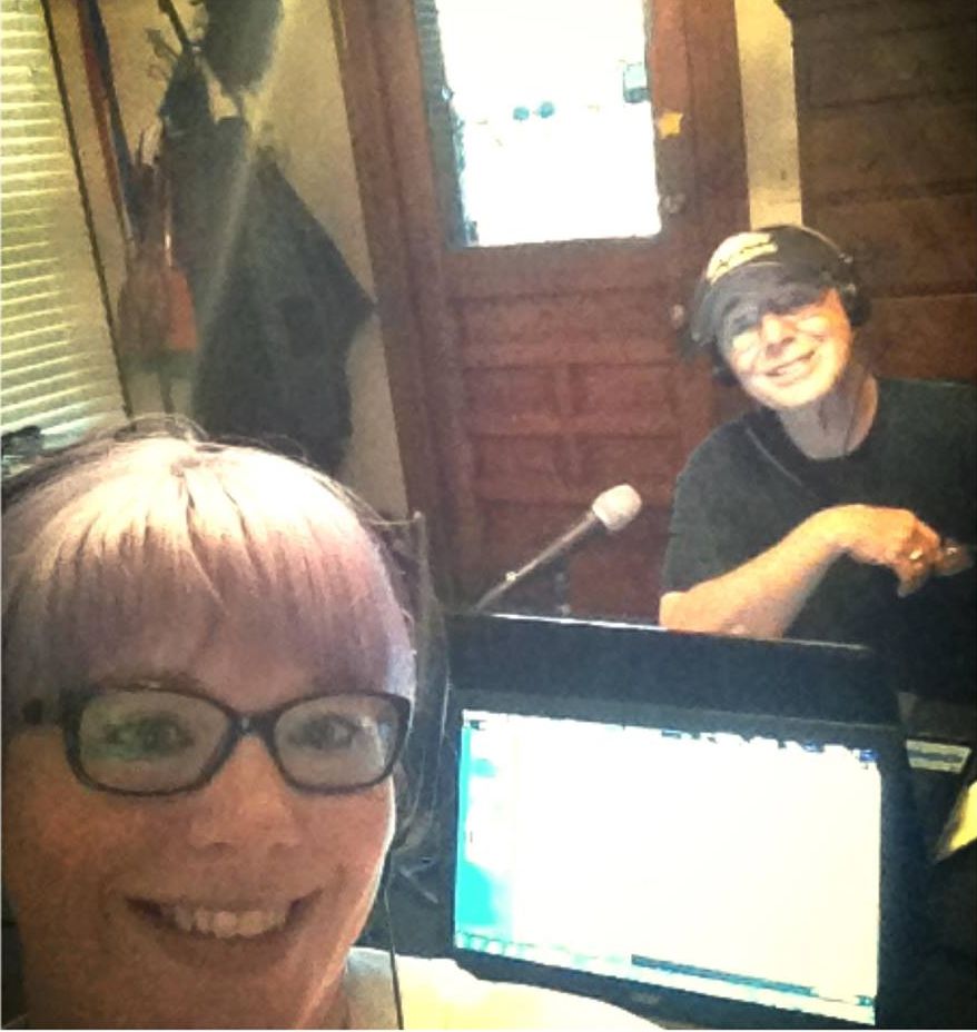 Kat and Henry broadcasting the show from her home