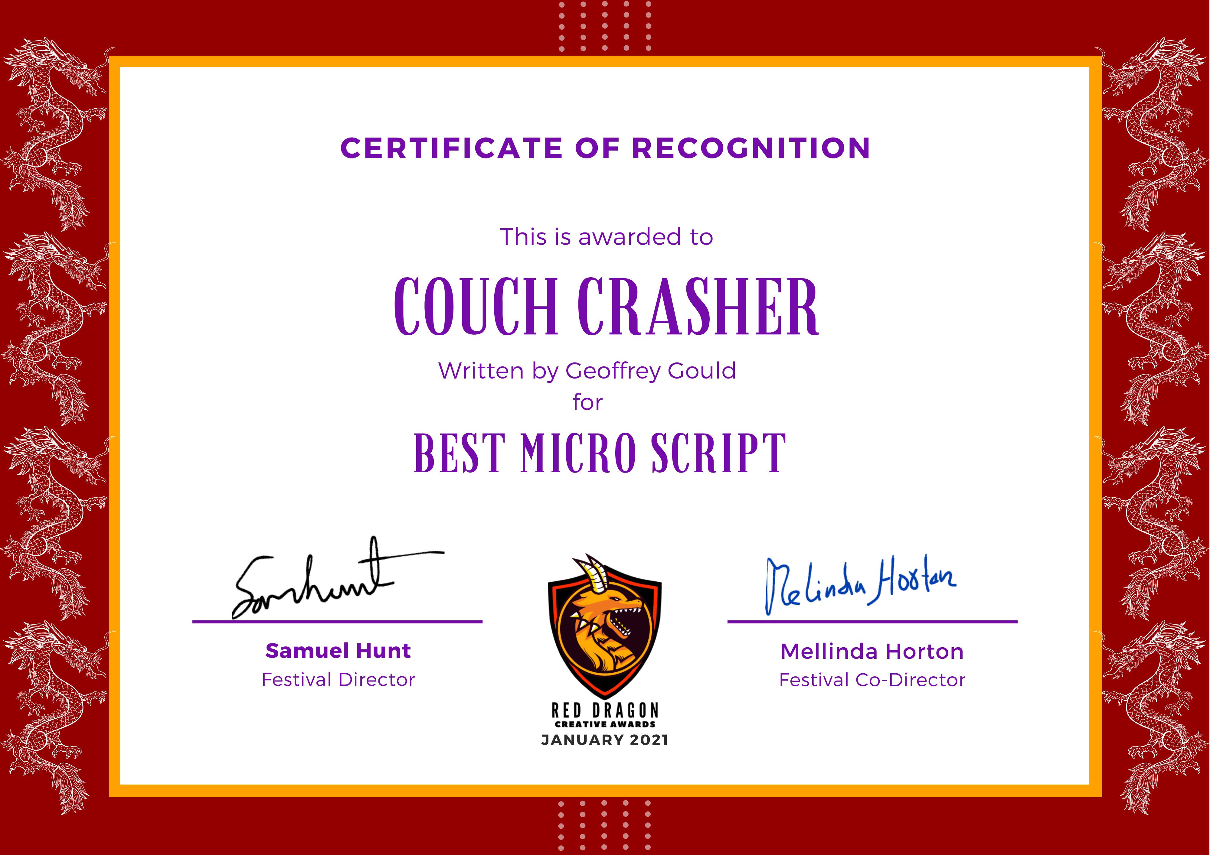 Couch Crasher Official Selection