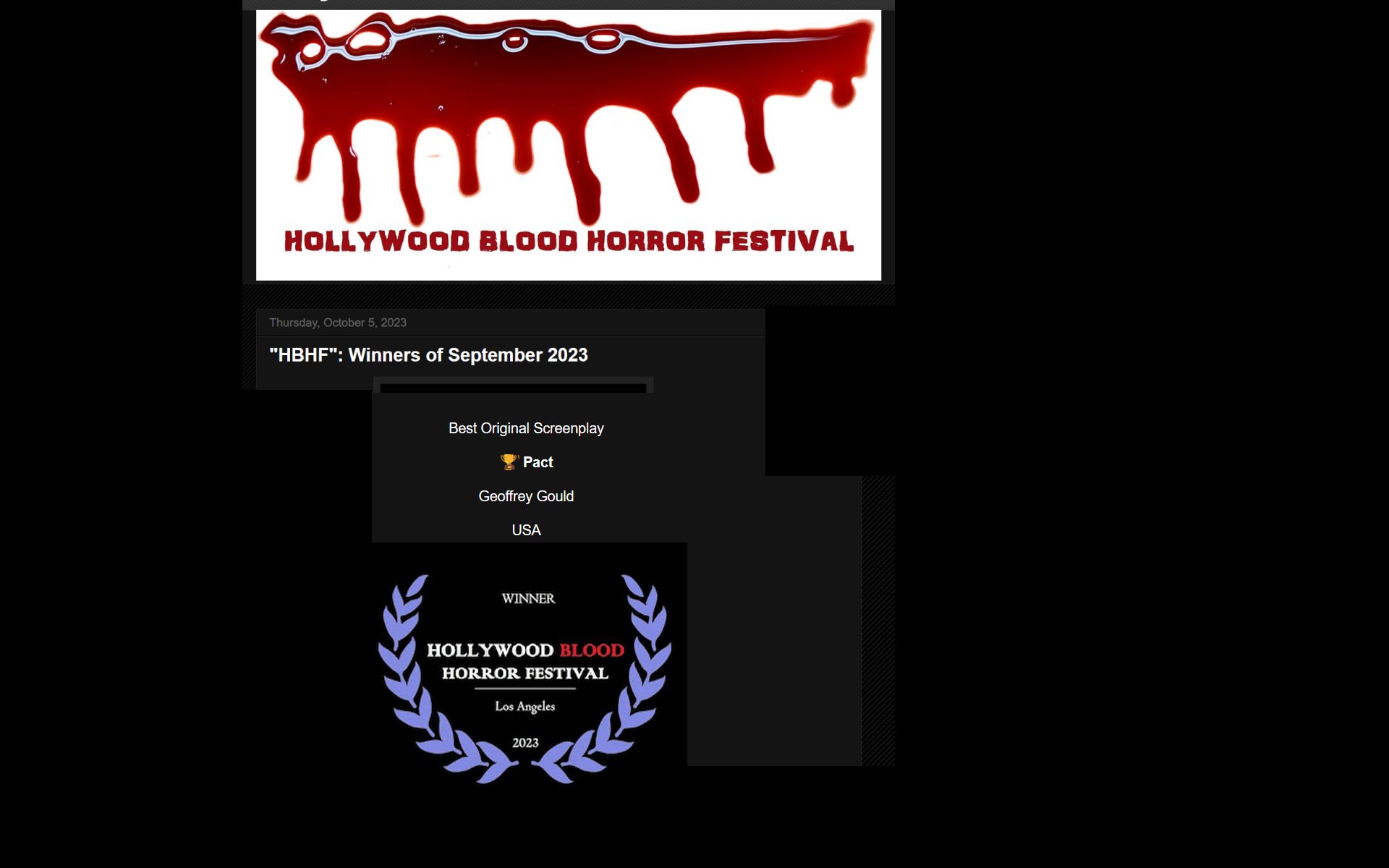 Hollywood Blood Horror Festival Official Selection